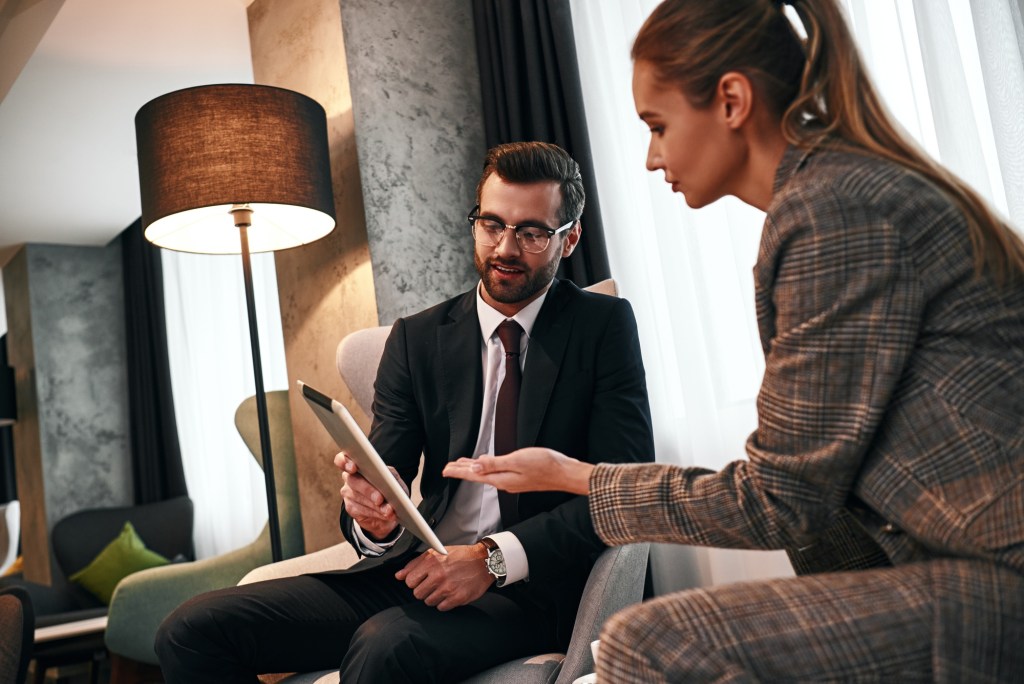 Photo of business meeting in expensive hotel